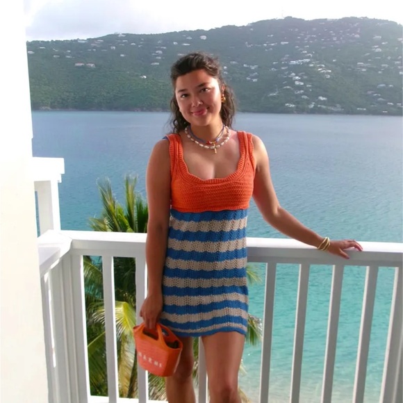 zara orange and blue dress Zara Printed Halter Midi Dress Orange Blue